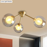 Global Semi Flush Mount Light Fixture In Gold With Clear/Amber/Smoke Glass And Led Lights - Perfect