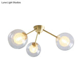 Global Semi Flush Mount Light Fixture In Gold With Clear/Amber/Smoke Glass And Led Lights - Perfect
