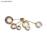 Global Semi Flush Mount Light Fixture In Gold With Clear/Amber/Smoke Glass And Led Lights - Perfect