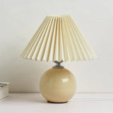 Globe Ceramic Bedside Table Lamp - Modern Nightstand Lighting With Pleated Shade Beige / A