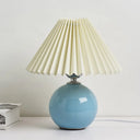 Globe Ceramic Bedside Table Lamp - Modern Nightstand Lighting With Pleated Shade Sky Blue / A