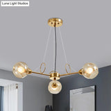 Globe Clear Glass Chandelier Light Fixture - Vintage Gold 3/6/8 Bulbs Warm/White Lighting
