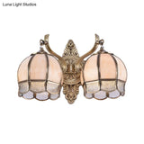 Globe Dining Room Sconce Light - Traditional Metal 2-Bulb Brass Wall Fixture