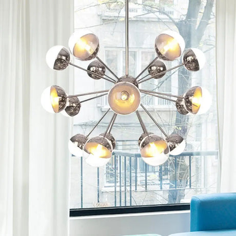 Globe Dining Room Semi Flush Mount Light With White/Clear/Smoke Grey Glass - 9/12/15 Lights