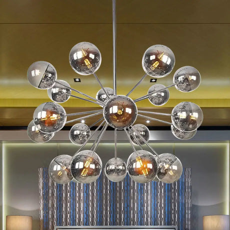 Globe Dining Room Semi Flush Mount Light With White/Clear/Smoke Grey Glass - 9/12/15 Lights