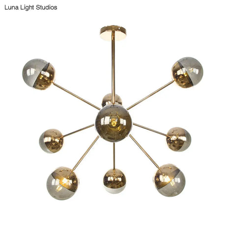 Globe Dining Room Semi Flush Mount Light With White/Clear/Smoke Grey Glass - 9/12/15 Lights
