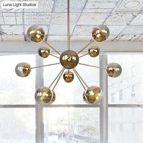 Globe Dining Room Semi Flush Mount Light With White/Clear/Smoke Grey Glass - 9/12/15 Lights