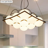 Globe Traditional Frosted Glass Chandelier - 4/9 Light White Hanging Fixture For Living Room Ceiling