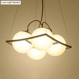 Globe Traditional Frosted Glass Chandelier - 4/9 Light White Hanging Fixture For Living Room Ceiling