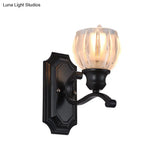 Globe Vintage Frosted Glass Wall Sconce - 1-Light Black Mounted Light Fixture For Living Room