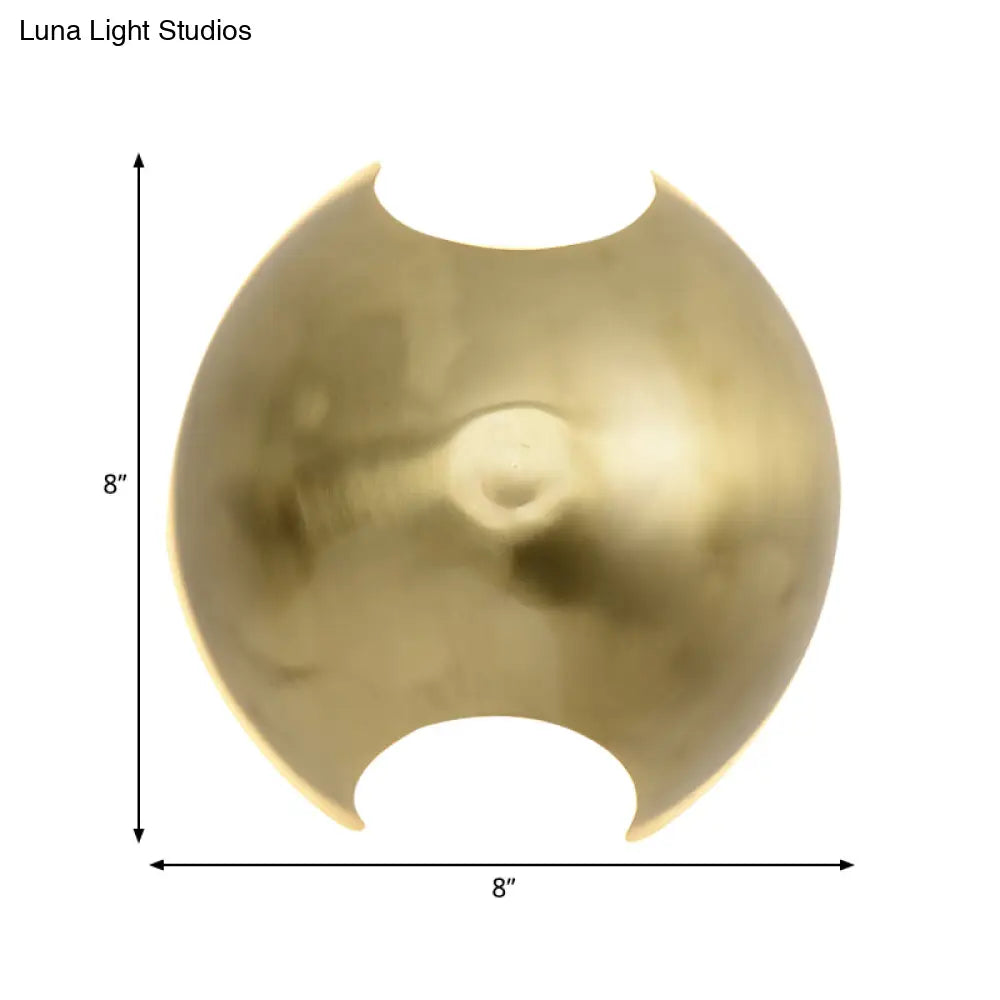 Globe Wall Mount Metal Led Lamp In Gold For Bedroom Lighting