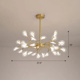 Glowworm Chandelier: Postmodern Acrylic Hanging Light For Dining Room 30 / Brass