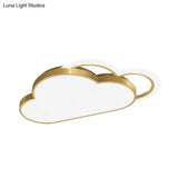 Gold Acrylic Led Bedroom Ceiling Flush Mount With Simplicity Cloud Shape