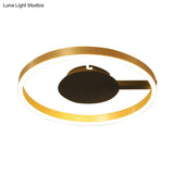 Gold Acrylic Led Flush Ceiling Light For Study Room