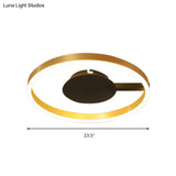 Gold Acrylic Led Flush Ceiling Light For Study Room