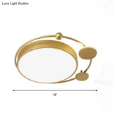 Gold Acrylic Led Flush Mount Ceiling Lamp - Minimalist Bedroom Light Fixture