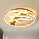 Gold Acrylic Led Ring Ceiling Light Fixture - Postmodern Bedroom Flush Mount With Stepless Dimming