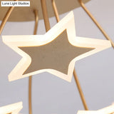 Gold Acrylic Starry Led Semi-Flush Mount Ceiling Light For Amusement Park Romance