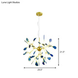 Gold Agate Sputnik Firefly Led Ceiling Chandelier For Artistic Living Room Lighting