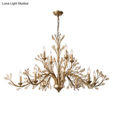 Gold Amber Crystal Branch Pendant Chandelier - Rustic Bedroom Suspension Lighting