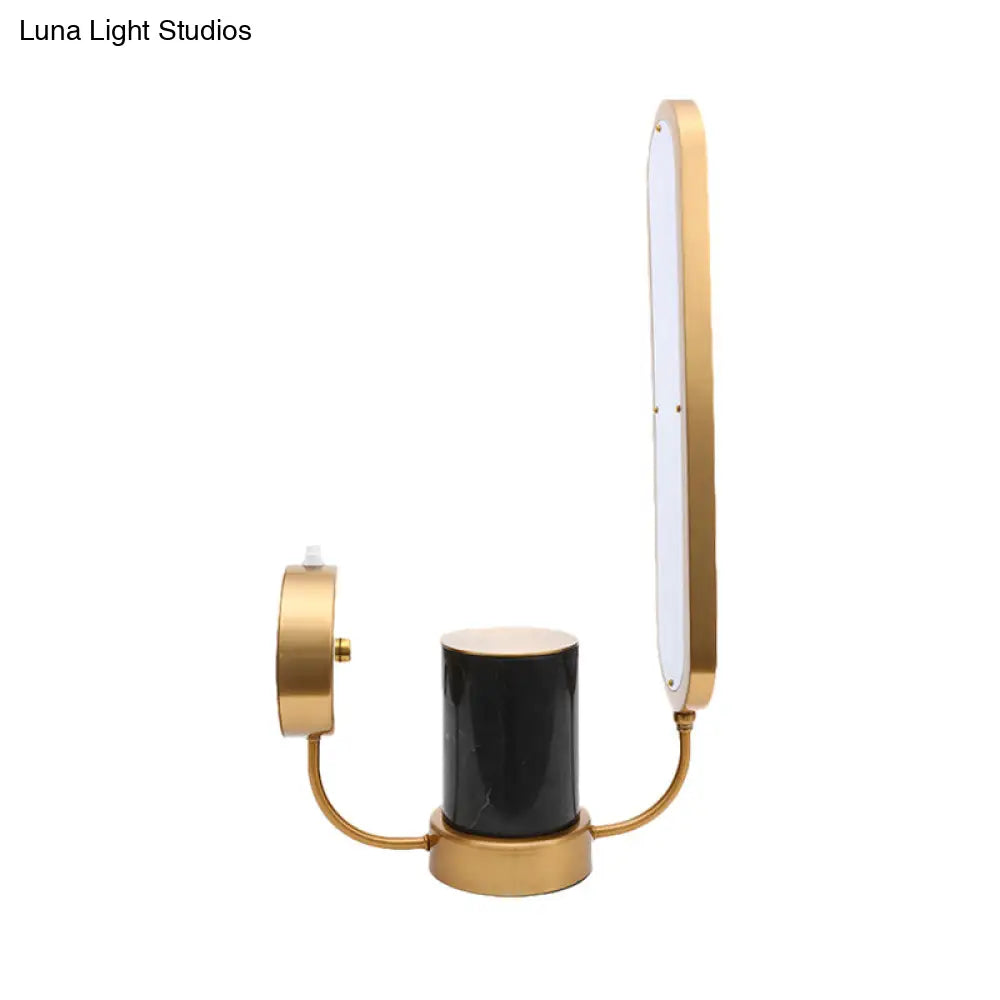 Gold Arc Led Night Table Lamp With Acrylic Shade - Stylish Metal Desk Light
