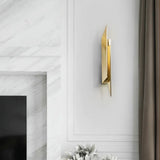 Gold Art Deco Led Wall Lamp: Quadrilateral Metallic Sconce For Bedroom