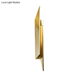Gold Art Deco Led Wall Lamp: Quadrilateral Metallic Sconce For Bedroom
