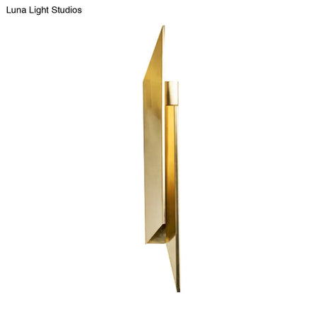 Gold Art Deco Led Wall Lamp: Quadrilateral Metallic Sconce For Bedroom