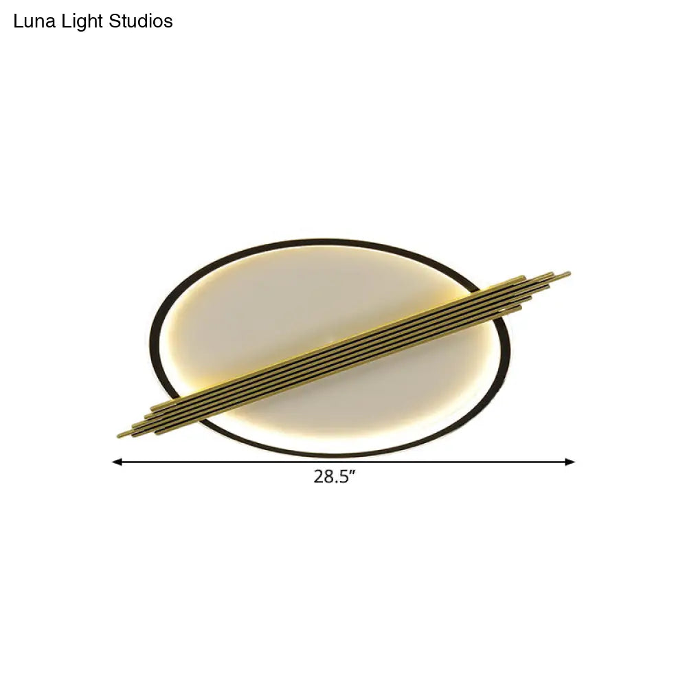 Gold - Black Circle Led Flushmount Ceiling Light With Acrylic Shade Warm/White 24.5’/28.5’ W