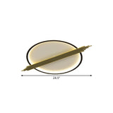 Gold-Black Circle Led Flushmount Ceiling Light With Acrylic Shade Warm/White 24.5/28.5 W