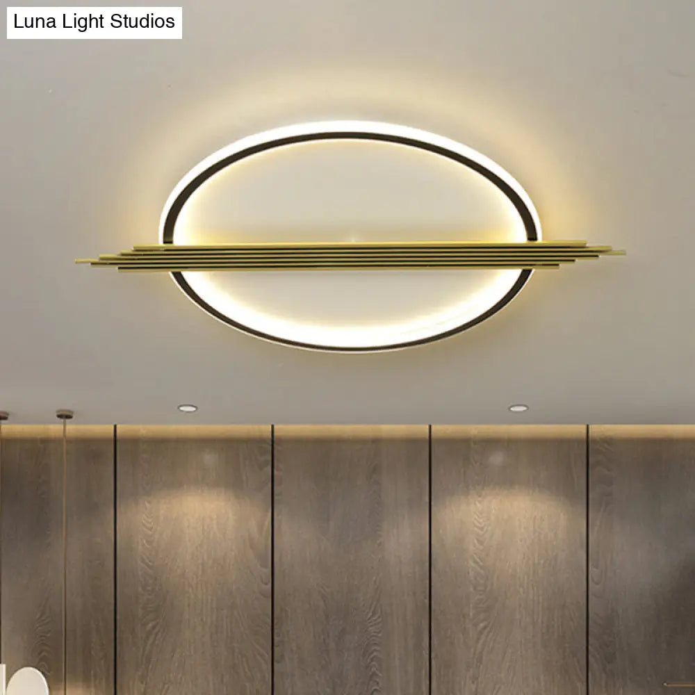 Gold - Black Circle Led Flushmount Ceiling Light With Acrylic Shade Warm/White 24.5’/28.5’ W