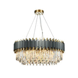 Gold-Black Post-Modern Layered Chandelier Pendant Light With Crystal Accents For Living Room 8 /