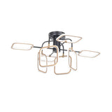 Gold-Black Square Semi-Flush Mount Modern Ceiling Light With 8 Bulbs In Warm/White