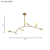 Gold Branch Chandelier: 6-Light Post Modern Pendant Light Fixture In Metal
