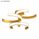 Gold C-Shape Led Ceiling Lamp With Semi-Flush Mount - 2/3 Tiers Acrylic White/Warm Light
