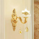 Gold Candelabra Chandelier With Faux Jade Pendulum Light And Curved Arm 1 /