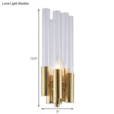 Gold Candelabra Sconce With Flute Crystal Shade And Modern Twist
