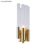 Gold Candelabra Sconce With Flute Crystal Shade And Modern Twist