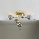 Gold Ceiling Semi-Flush Mount Light For Living Room With Ball Glass Design 5 / Smoke Gray