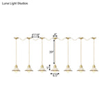 Gold Ceramics Suspension Lamp - Traditional Scalloped Multi-Hanging Light With Series Connection