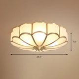 Gold Chrysanthemum Traditional Glass Flush Mount Ceiling Light For Bedroom 6 /