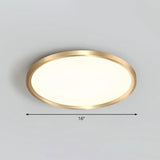 Gold Circle Bedroom Ceiling Flush Mount Led Light With Acrylic Simplicity / 16’ Remote Control