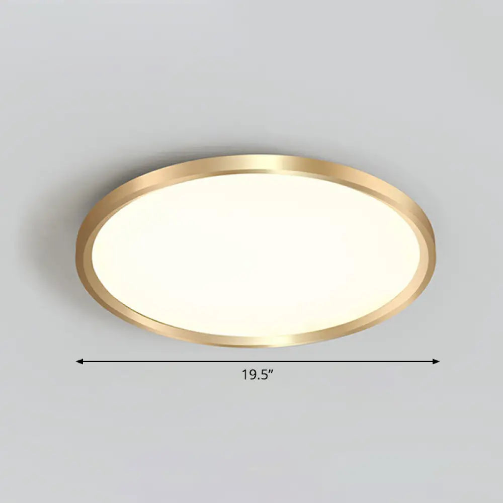 Gold Circle Bedroom Ceiling Flush Mount Led Light With Acrylic Simplicity / 19.5’ Remote Control