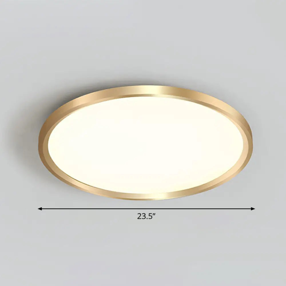 Gold Circle Bedroom Ceiling Flush Mount Led Light With Acrylic Simplicity / 23.5’ Remote Control