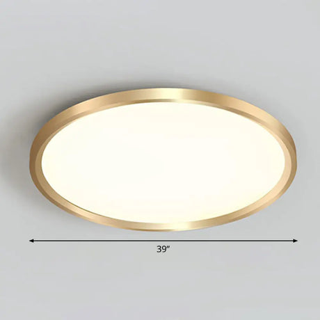 Gold Circle Bedroom Ceiling Flush Mount Led Light With Acrylic Simplicity / 39’ Remote Control