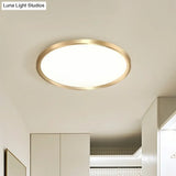 Gold Circle Bedroom Ceiling Flush Mount Led Light With Acrylic Simplicity