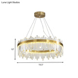 Gold Circle Led Chandelier Lamp - Postmodern Crystal Block Multiple Sizes Available