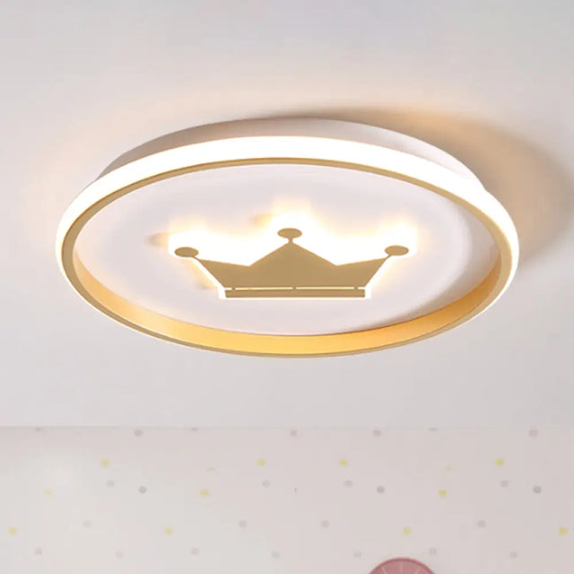 Gold/Coffee Crown & Monkey Led Ceiling Light For Kid’s Bedroom Gold