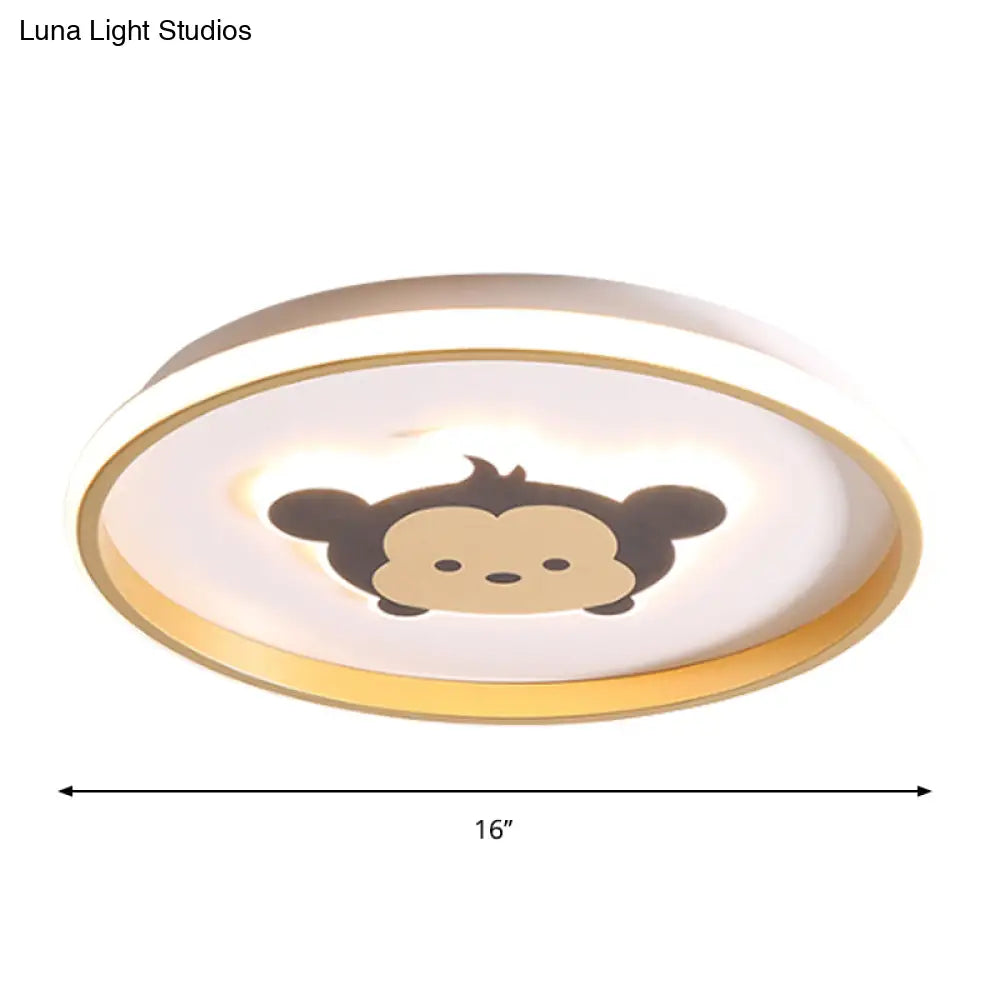 Gold/Coffee Crown & Monkey Led Ceiling Light For Kid’s Bedroom