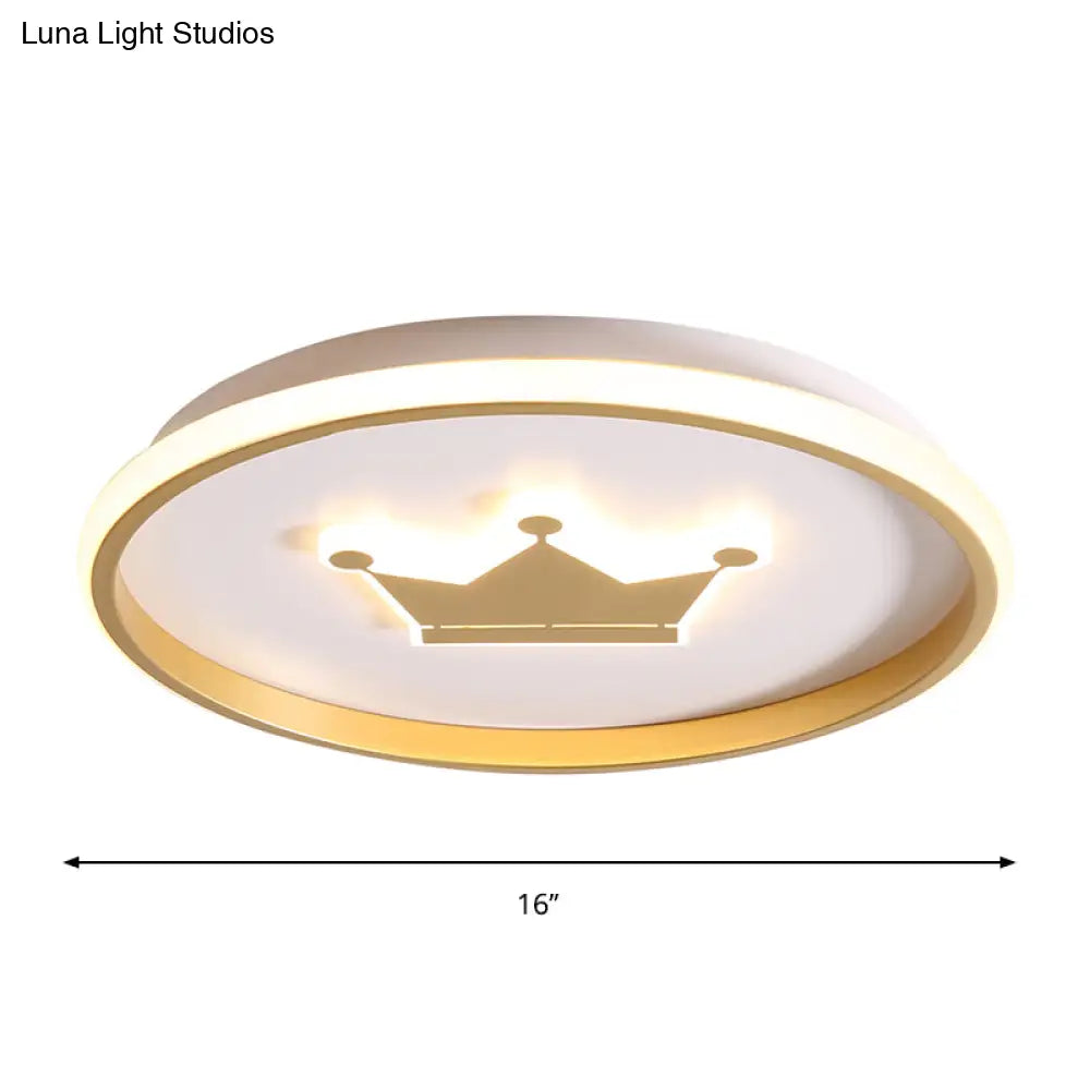 Gold/Coffee Crown & Monkey Led Ceiling Light For Kid’s Bedroom